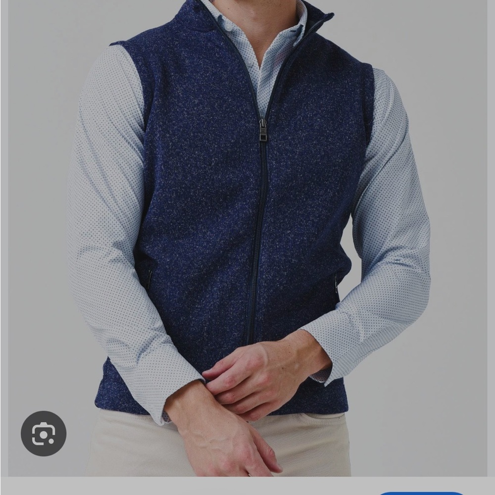 Men's Peter Millar Blue Zip-Up Vest